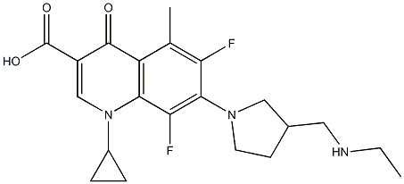 1-Cyclopropyl-6,8-difluoro-1,4-dihydro-5-methyl-4-oxo-7-[3-(ethylaminomethyl)-1-pyrrolidinyl]quinoline-3-carboxylic acid Struktur