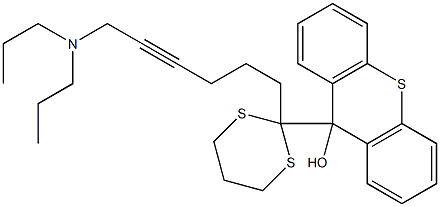 9-[2-(6-Dipropylamino-4-hexynyl)-1,3-dithian-2-yl]-9H-thioxanthen-9-ol Struktur