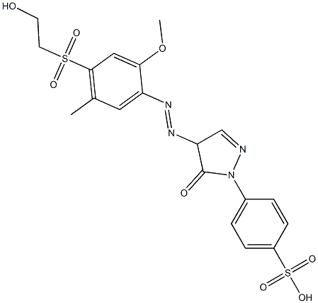 4-[4-[4-(2-Hydroxyethylsulfonyl)-2-methoxy-5-methylphenylazo]-5-oxo-2-pyrazolin-1-yl]benzenesulfonic acid Struktur