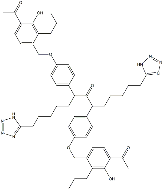 [4-(4-Acetyl-3-hydroxy-2-propylbenzyloxy)phenyl][6-(1H-tetrazol-5-yl)hexyl] ketone Struktur