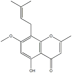 2-メチル-5-ヒドロキシ-7-メトキシ-8-(3-メチル-2-ブテニル)クロモン 化學(xué)構(gòu)造式