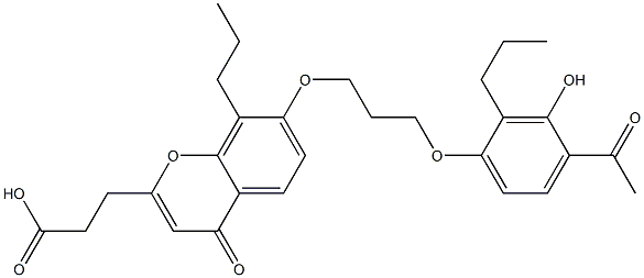 7-[3-(4-Acetyl-3-hydroxy-2-propylphenoxy)propoxy]-4-oxo-8-propyl-4H-1-benzopyran-2-propionic acid Struktur