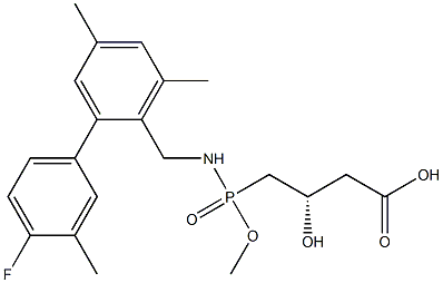 (3S)-3-Hydroxy-4-[methoxy[2-(4-fluoro-3-methylphenyl)-4,6-dimethylbenzylamino]phosphinyl]butyric acid Struktur