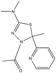 3-Acetyl-2-methyl-2-(2-pyridinyl)-5-dimethylamino-2,3-dihydro-1,3,4-thiadiazole Struktur