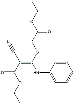 2-[[2-Cyano-2-(ethoxycarbonyl)-1-(phenylamino)ethenyl]thio]acetic acid ethyl ester Struktur