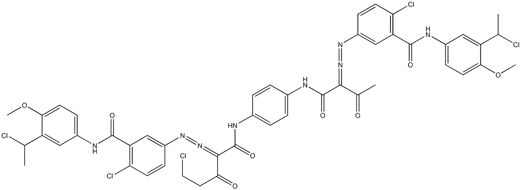 3,3'-[2-(Chloromethyl)-1,4-phenylenebis[iminocarbonyl(acetylmethylene)azo]]bis[N-[3-(1-chloroethyl)-4-methoxyphenyl]-6-chlorobenzamide] Struktur