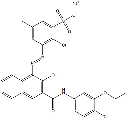 2-Chloro-5-methyl-3-[[3-[[(4-chloro-3-ethoxyphenyl)amino]carbonyl]-2-hydroxy-1-naphtyl]azo]benzenesulfonic acid sodium salt Struktur