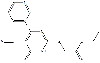 6-(3-Pyridinyl)-5-cyano-2-ethoxycarbonylmethylthiopyrimidin-4(3H)-one Struktur