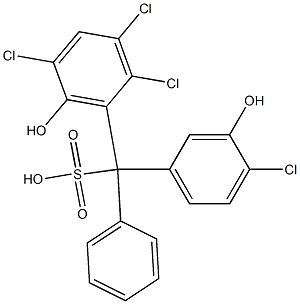 (4-Chloro-3-hydroxyphenyl)(2,3,5-trichloro-6-hydroxyphenyl)phenylmethanesulfonic acid Struktur