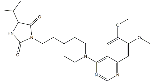 1-[2-[1-(6,7-Dimethoxyquinazolin-4-yl)piperidin-4-yl]ethyl]-4-isopropylimidazolidine-2,5-dione Struktur