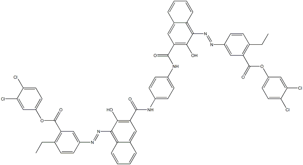 1,4-Bis[1-[[4-ethyl-5-(3,4-dichlorophenoxycarbonyl)phenyl]azo]-2-hydroxy-3-naphthoylamino]benzene Struktur