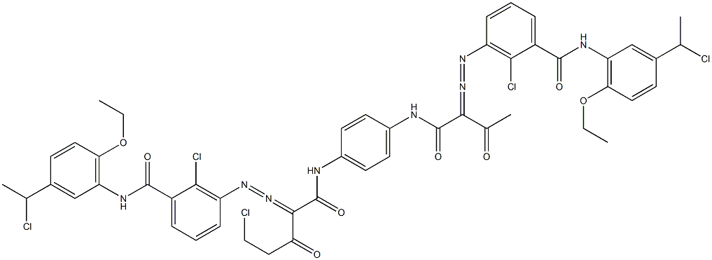 3,3'-[2-(Chloromethyl)-1,4-phenylenebis[iminocarbonyl(acetylmethylene)azo]]bis[N-[3-(1-chloroethyl)-6-ethoxyphenyl]-2-chlorobenzamide] Struktur