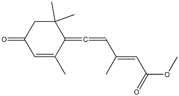 (2E)-5-(2,6,6-Trimethyl-4-oxo-2-cyclohexen-1-ylidene)-3-methyl-2,4-pentadienoic acid methyl ester Struktur