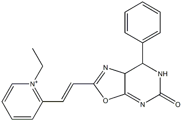 1-Ethyl-2-[2-[[5,6,7,7a-tetrahydro-5-oxo-7-phenyloxazolo[5,4-d]pyrimidin]-2-yl]ethenyl]pyridinium Struktur