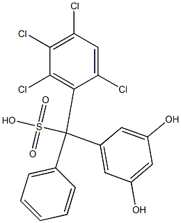 (2,4,5,6-Tetrachlorophenyl)(3,5-dihydroxyphenyl)phenylmethanesulfonic acid Struktur