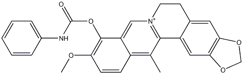 5,6-Dihydro-10-methoxy-9-(phenylcarbamoyloxy)-13-methylbenzo[g]-1,3-benzodioxolo[5,6-a]quinolizinium Struktur