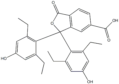 1,1-Bis(2,6-diethyl-4-hydroxyphenyl)-1,3-dihydro-3-oxoisobenzofuran-6-carboxylic acid Struktur