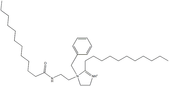 4,5-Dihydro-1-[2-[(1-oxododecyl)amino]ethyl]-1-(phenylmethyl)-2-undecylimidazolium Struktur