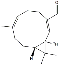 (1R,4E,8E,10R)-4,11,11-Trimethylbicyclo[8.1.0]undeca-4,8-diene-8-carbaldehyde Struktur