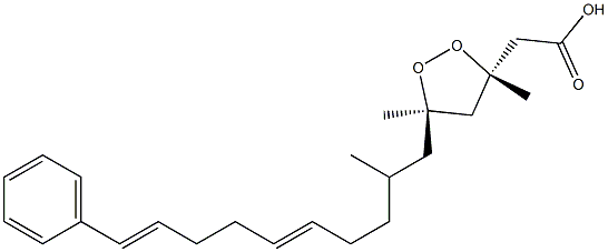 (3S,5R,10E,14E)-15-Phenyl-3,5,7-trimethyl-3,5-epidioxy-10,14-pentadecadienoic acid Struktur