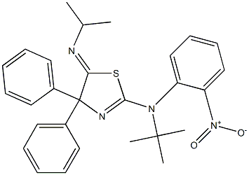 2-[tert-Butyl(2-nitrophenyl)amino]-5-(isopropylimino)-4,4-diphenyl-2-thiazoline Struktur