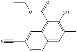 2-Hydroxy-3-methyl-7-cyanonaphthalene-1-carboxylic acid ethyl ester Struktur