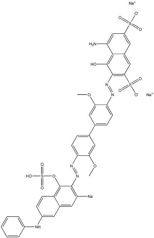 5-Amino-4-hydroxy-3-[[4'-[(1-hydroxy-6-phenylamino-3-sodiosulfo-2-naphthalenyl)azo]-3,3'-dimethoxy-1,1'-biphenyl-4-yl]azo]naphthalene-2,7-disulfonic acid disodium salt Struktur