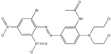 N-[2-[Bis(2-chloroethyl)amino]-5-(6-bromo-2,4-dinitrophenylazo)phenyl]acetamide Struktur