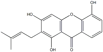 1,3,5-Trihydroxy-2-prenyl-9H-xanthene-9-one Struktur