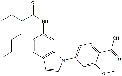 4-[6-(2-Ethylhexanoylamino)-1H-indol-1-yl]-2-methoxybenzoic acid Struktur