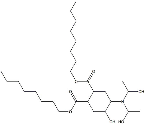 5-Hydroxy-4-[bis(1-hydroxyethyl)amino]-1,2-cyclohexanedicarboxylic acid dioctyl ester Struktur