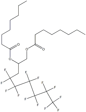 Dioctanoic acid 4,4,5,5,6,6,7,7,8,8,9,9,9-tridecafluoro-1,2-nonanediyl ester Struktur