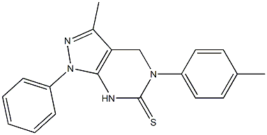 3-Methyl-1-phenyl-5-(p-tolyl)-4,5-dihydro-1H-pyrazolo[3,4-d]pyrimidine-6(7H)-thione Struktur