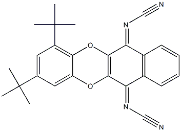 N,N'-Dicyano-1,3-di-tert-butylbenzo[b]naphtho[2,3-e][1,4]dioxin-6,11-diimine Struktur