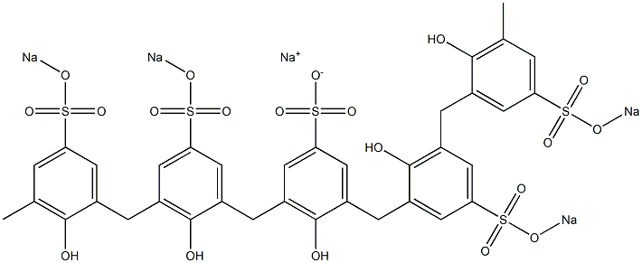 4-Hydroxy-3,5-bis[3-[2-hydroxy-3-methyl-5-(sodiosulfo)benzyl]-2-hydroxy-5-(sodiosulfo)benzyl]benzenesulfonic acid sodium salt Struktur