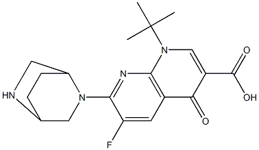 1-tert-Butyl-1,4-dihydro-6-fluoro-4-oxo-7-(2,5-diazabicyclo[2.2.2]octan-2-yl)-1,8-naphthyridine-3-carboxylic acid Struktur