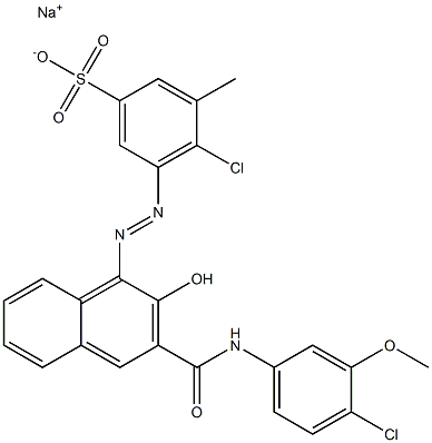 4-Chloro-3-methyl-5-[[3-[[(4-chloro-3-methoxyphenyl)amino]carbonyl]-2-hydroxy-1-naphtyl]azo]benzenesulfonic acid sodium salt Struktur