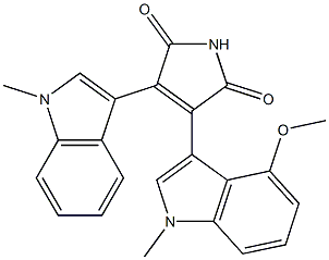 3-(4-Methoxy-1-methyl-1H-indol-3-yl)-4-(1-methyl-1H-indol-3-yl)-1H-pyrrole-2,5-dione Struktur