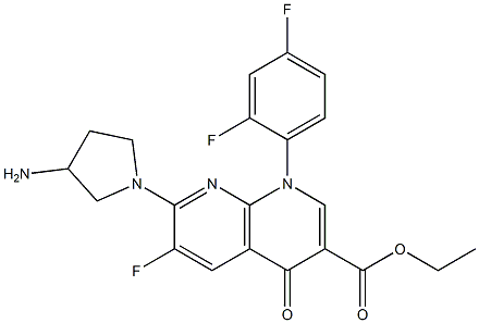 7-(3-Aminopyrrolidin-1-yl)-1-(2,4-difluorophenyl)-6-fluoro-4-oxo-1,4-dihydro-1,8-naphthyridine-3-carboxylic acid ethyl ester Struktur