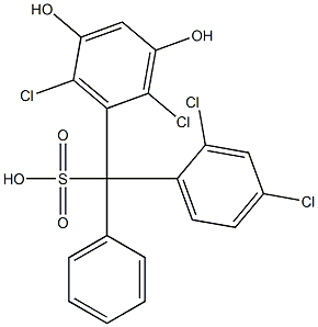 (2,4-Dichlorophenyl)(2,6-dichloro-3,5-dihydroxyphenyl)phenylmethanesulfonic acid Struktur