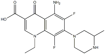 5-Amino-1-ethyl-6,8-difluoro-1,4-dihydro-4-oxo-7-(3-methyl-1-piperazinyl)quinoline-3-carboxylic acid Struktur