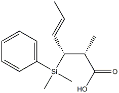 (2R,3R,4E)-2-Methyl-3-[dimethyl(phenyl)silyl]-4-hexenoic acid Struktur