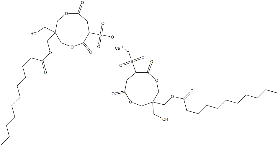 Bis[1-(undecanoyloxymethyl)-1-(hydroxymethyl)-4,7-dioxo-3,8-dioxacyclononane-6-sulfonic acid]calcium salt Struktur