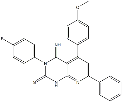 3,4-Dihydro-3-(4-fluorophenyl)-4-imino-5-(4-methoxyphenyl)-7-phenylpyrido[2,3-d]pyrimidine-2(1H)-thione Struktur