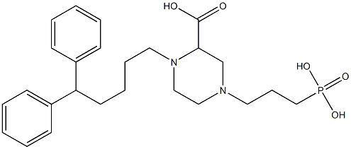 3-[3-Carboxy-4-(5,5-diphenylpentyl)-1-piperazinyl]propylphosphonic acid Struktur