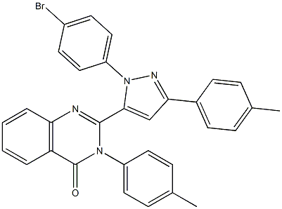 3-(4-Methylphenyl)-2-[3-(4-methylphenyl)-1-(4-bromophenyl)-1H-pyrazol-5-yl]quinazolin-4(3H)-one Struktur