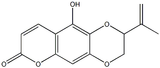 2-Isopropenyl-2,3-dihydro-10-hydroxy-7H-pyrano[2,3-g]-1,4-benzodioxin-7-one Struktur