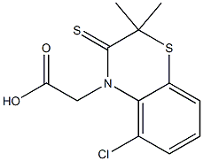 5-Chloro-2,2-dimethyl-2,3-dihydro-3-thioxo-4H-1,4-benzothiazine-4-acetic acid Struktur