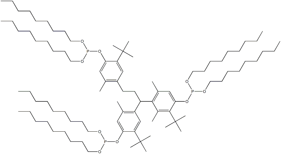 [3-Methyl-1,1,3-propanetriyltris(2-tert-butyl-5-methyl-4,1-phenyleneoxy)]tris(phosphonous acid)hexa(nonyl) ester Struktur