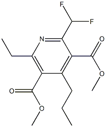 2-Difluoromethyl-6-ethyl-4-propylpyridine-3,5-dicarboxylic acid dimethyl ester Struktur